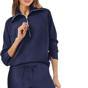 Prinbara 2 Piece Shawl Collar Half-zip Tracksuit in Navy Blue